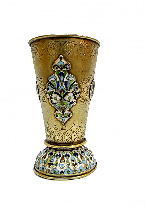 A Russian enamel silver beaker A Russian enamel silver beaker