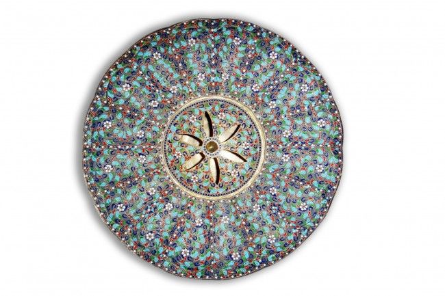 A persian enamelled silver ewer & basin A persian enamelled silver ewer & basin