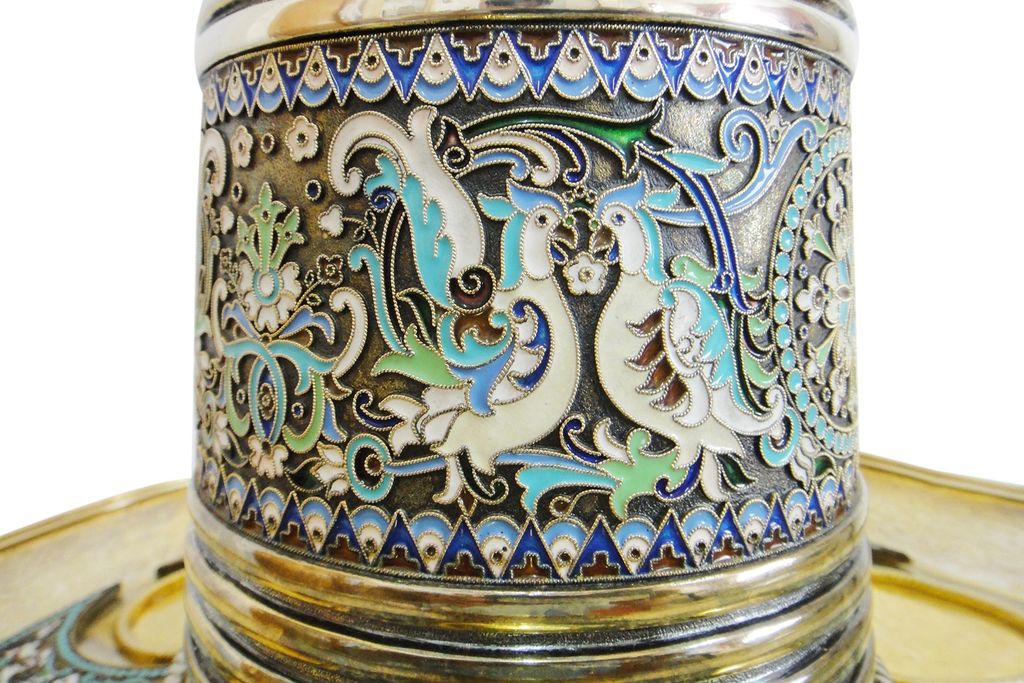 A Russian EnamelA Silver Liqueur set 18th Century A Russian EnamelA Silver Liqueur set 18th Century