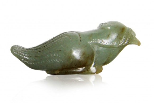 A Pale Green Nephrite Owl Jade Belt Hook , 18th Century A Pale Green Nephrite Owl Jade Belt Hook , 18th Century