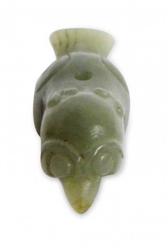 A Pale Green Nephrite Owl Jade Belt Hook , 18th Century A Pale Green Nephrite Owl Jade Belt Hook , 18th Century