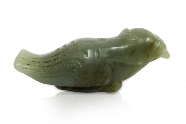 A Pale Green Nephrite Owl Jade Belt Hook , 18th Century A Pale Green Nephrite Owl Jade Belt Hook , 18th Century