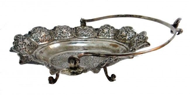 A Jewish Engraved silver Baskit 18th Century A Jewish Engraved silver Baskit 18th Century