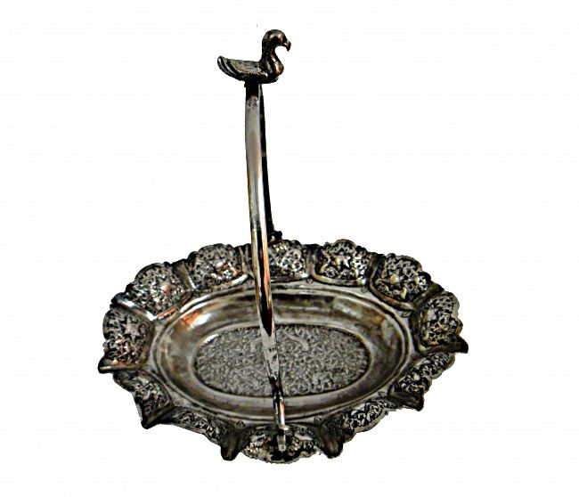 A Jewish Engraved silver Baskit 18th Century A Jewish Engraved silver Baskit 18th Century