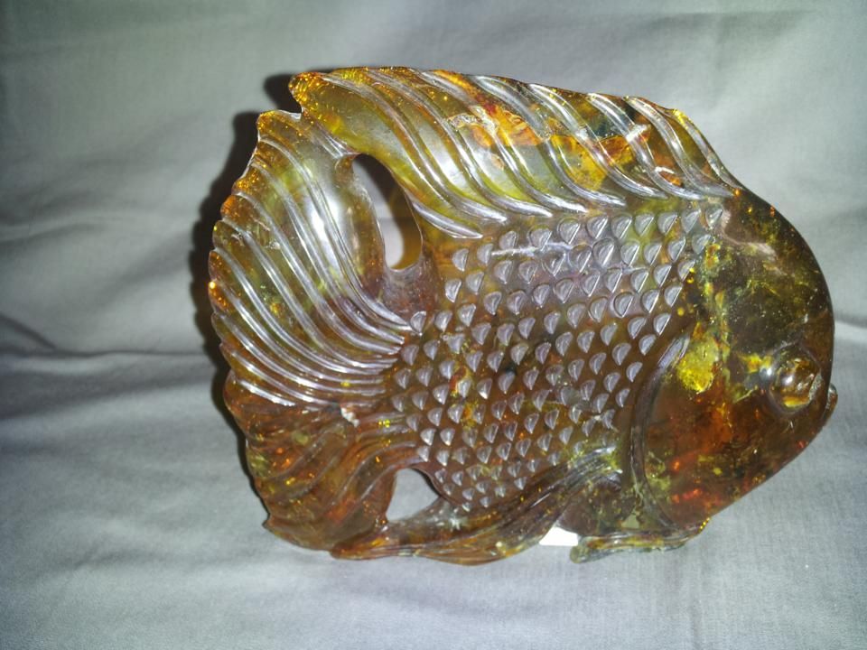 Carved Amber Fish Figure Carved Amber Fish Figure
