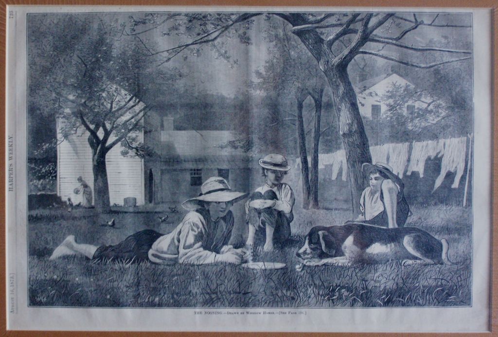 Winslow Homer 1873 Antique Wood Engraving "THE NOONING" Harper's Weekly 1873 Winslow Homer 1873 Antique Wood Engraving "THE NOONING" Harper's Weekly 1873