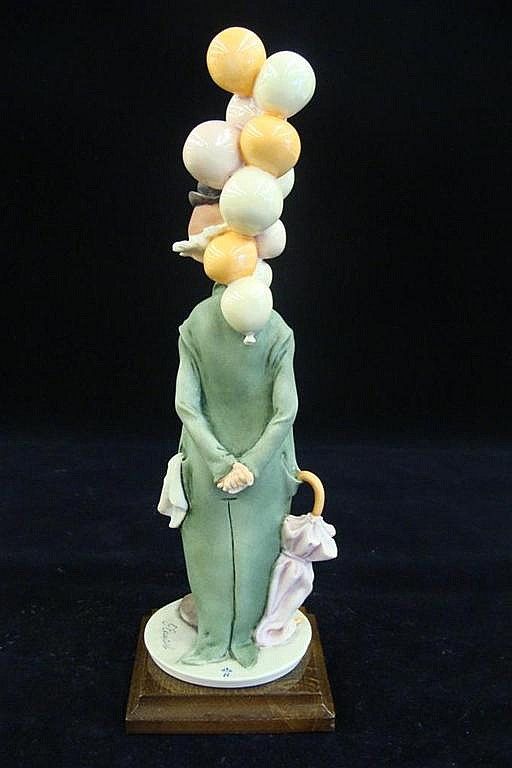Giuseppi Armani Clown Large Figurine Titled "The Pensive Clown" with Balloons #268E Capodimonte Statue Giuseppi Armani Clown Large Figurine Titled "The Pensive Clown" with Balloons #268E Capodimonte Statue