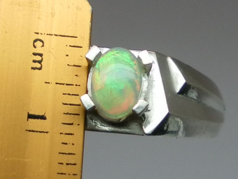 Vintage Australian Opal Silver Men's Ring; FREE SIZING Vintage Australian Opal Silver Men's Ring; FREE SIZING