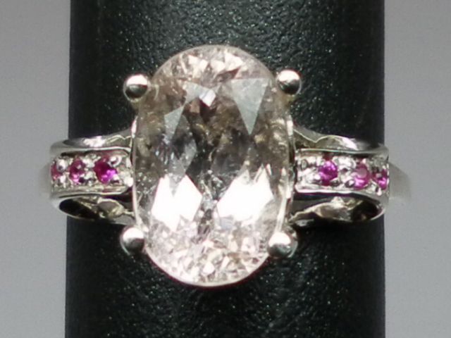 Vintage Morganite & Ruby Silver Ring; FREE SIZING Vintage Morganite & Ruby Silver Ring; FREE SIZING