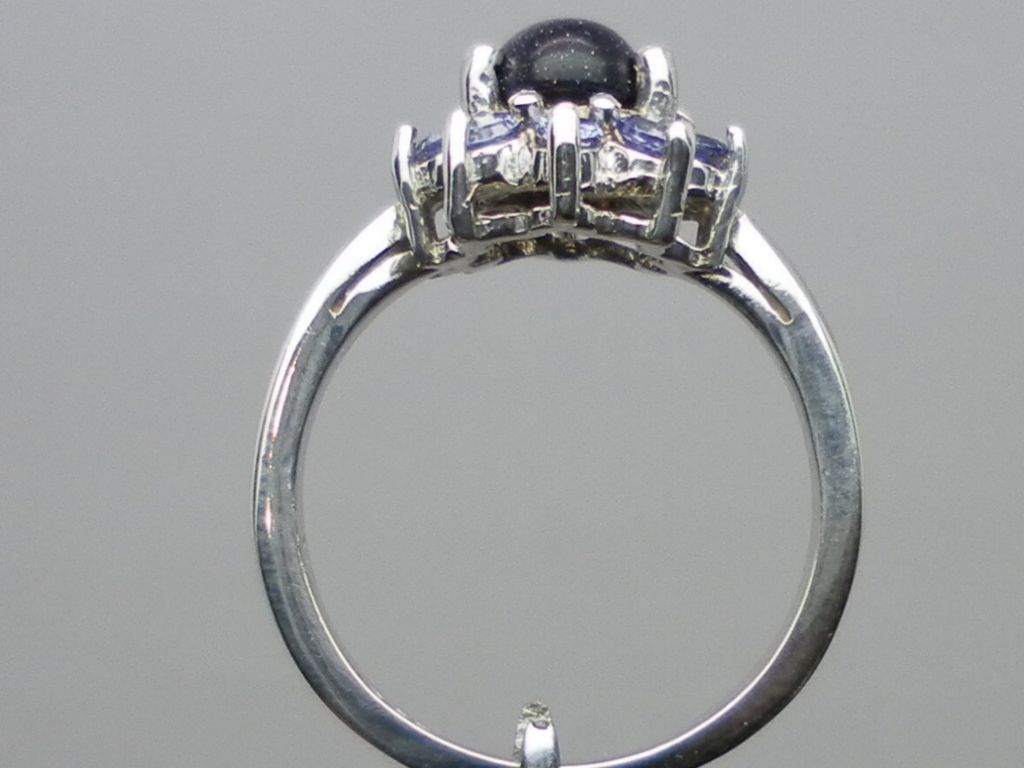 Natural Sunstone & Tanzanite Silver Ring, Natural Sunstone & Tanzanite Silver Ring,