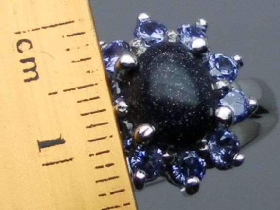 Natural Sunstone & Tanzanite Silver Ring, Natural Sunstone & Tanzanite Silver Ring,