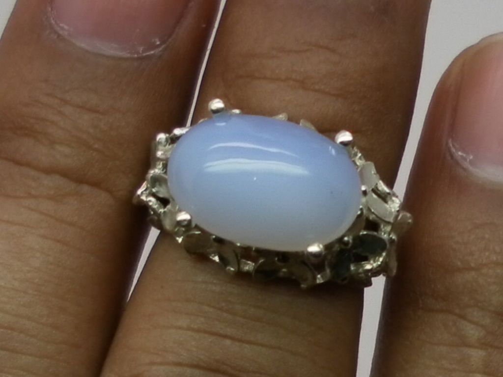 Natural Blue Chalcedony Silver Ring; FREE SIZING. Natural Blue Chalcedony Silver Ring; FREE SIZING.