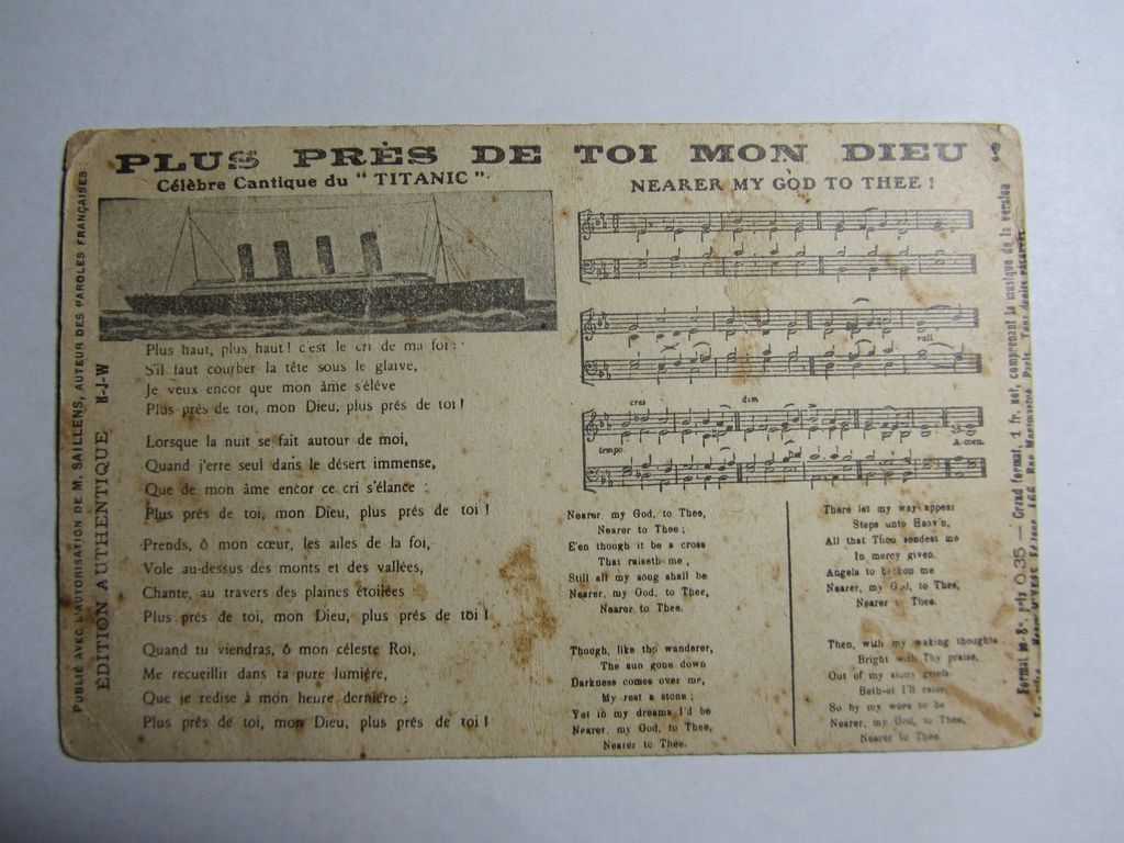 Vintage Original Titanic Postcard-French-Nearer My God To Thee-Unused Vintage Original Titanic Postcard-French-Nearer My God To Thee-Unused
