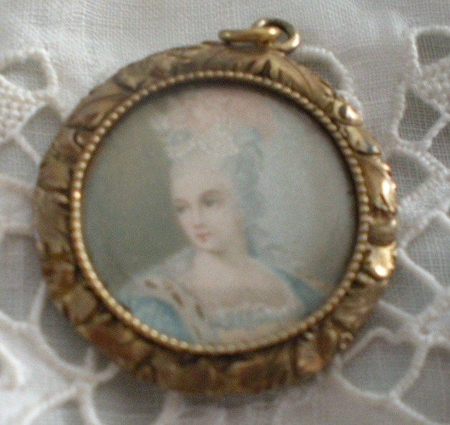 Petite Antique Hand Painted Charm Portrait Petite Antique Hand Painted Charm Portrait