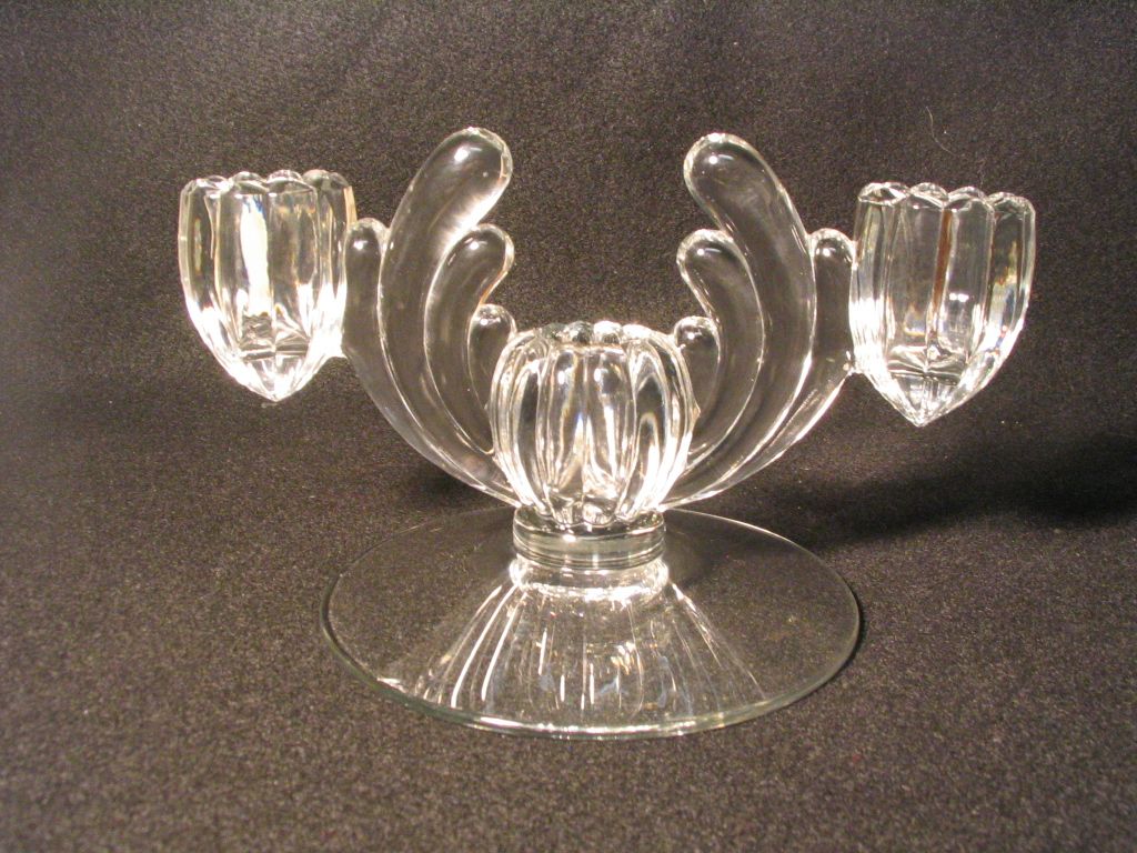 Heisey Crystolite Three Light Candlestick Heisey Crystolite Three Light Candlestick