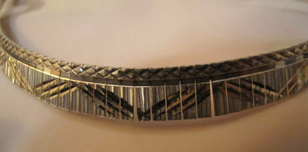 925 Sterling Silver & Gold Collar Necklace Italy Itaor 925 Sterling Silver & Gold Collar Necklace Italy Itaor