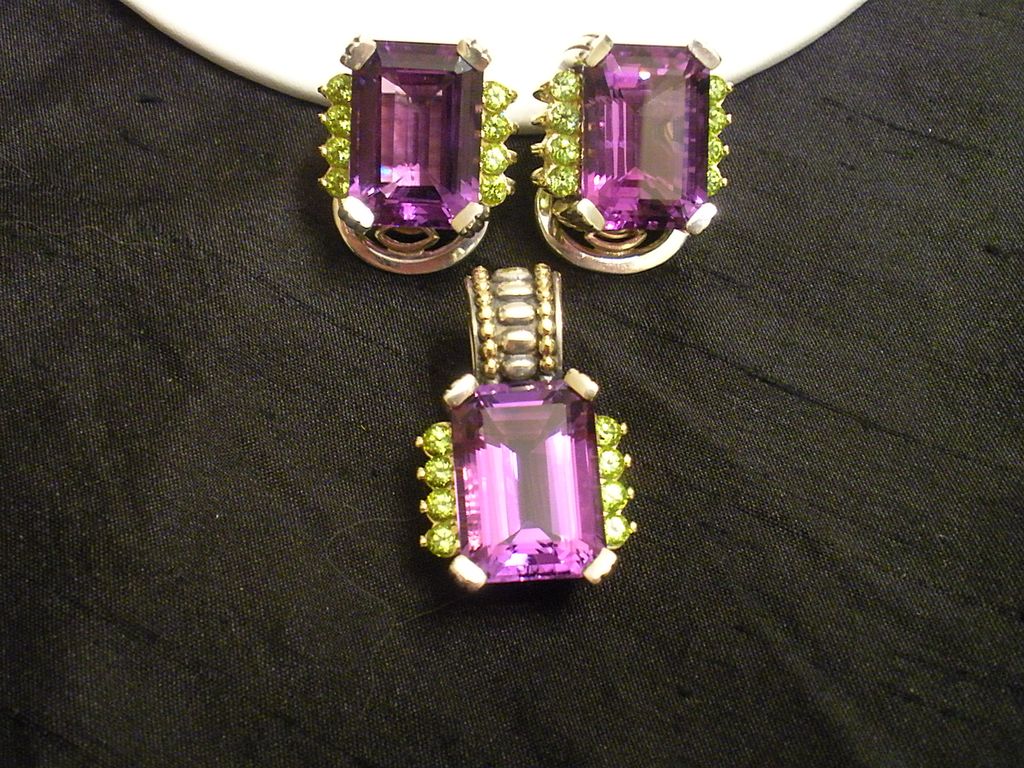 Stunning Amethyst LAGOS Earrings and Pendant 18K Sterling Stunning Amethyst LAGOS Earrings and Pendant 18K Sterling