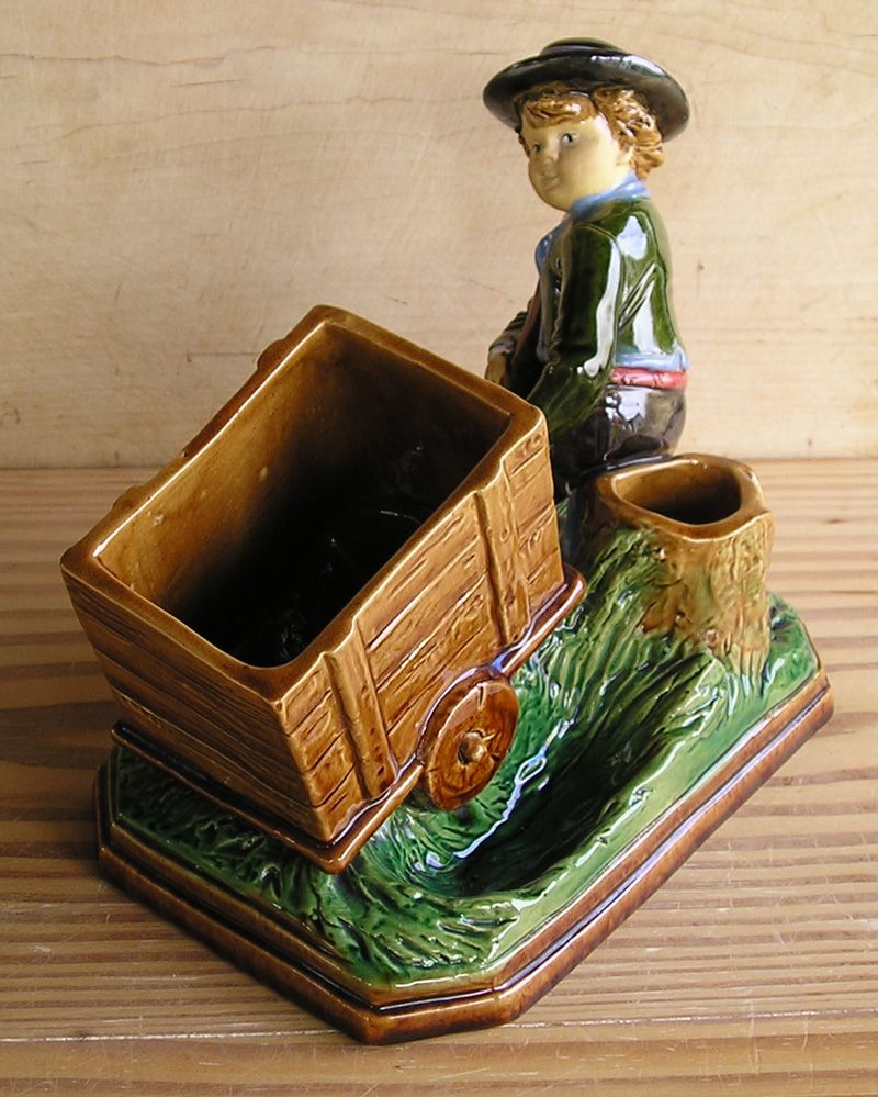 Bernhard Bloch Figural Majolica Smoke Set Bernhard Bloch Figural Majolica Smoke Set