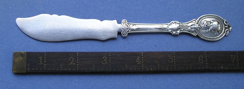 Coin Silver Master Butter Knife, "Medallion" Pattern Coin Silver Master Butter Knife, "Medallion" Pattern