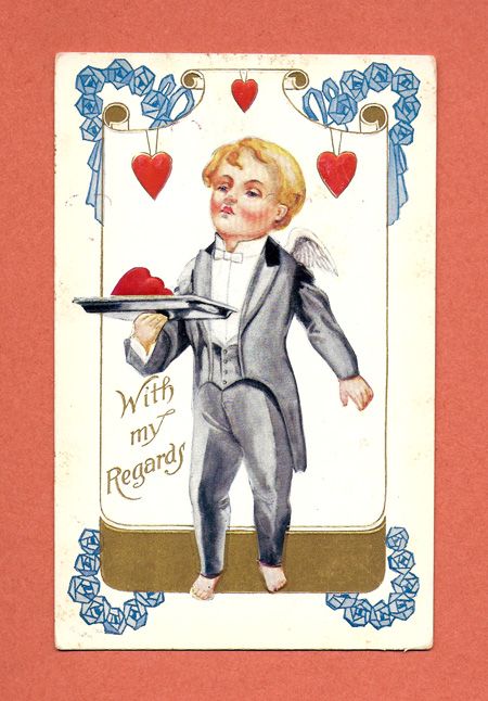 Valentine Postcard, Cupid as Butler Valentine Postcard, Cupid as Butler