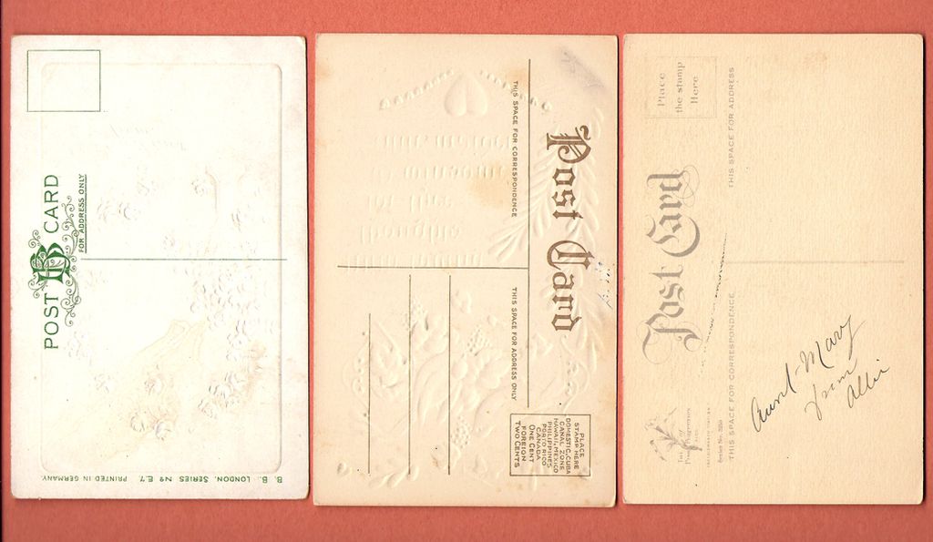 Lot of 3 Vintage Romantic Postcards Lot of 3 Vintage Romantic Postcards