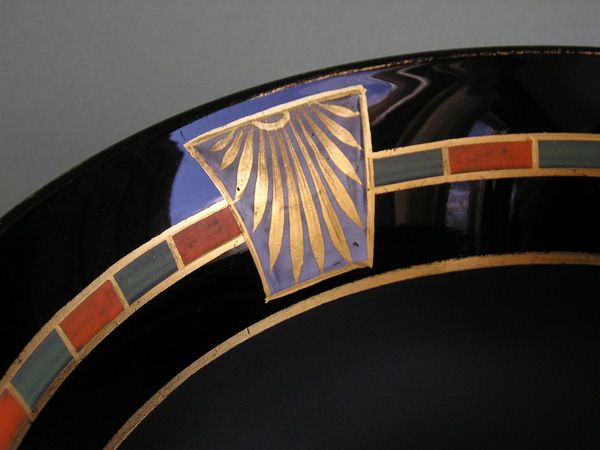 Egyptian Deco Footed Glass Bowl Egyptian Deco Footed Glass Bowl