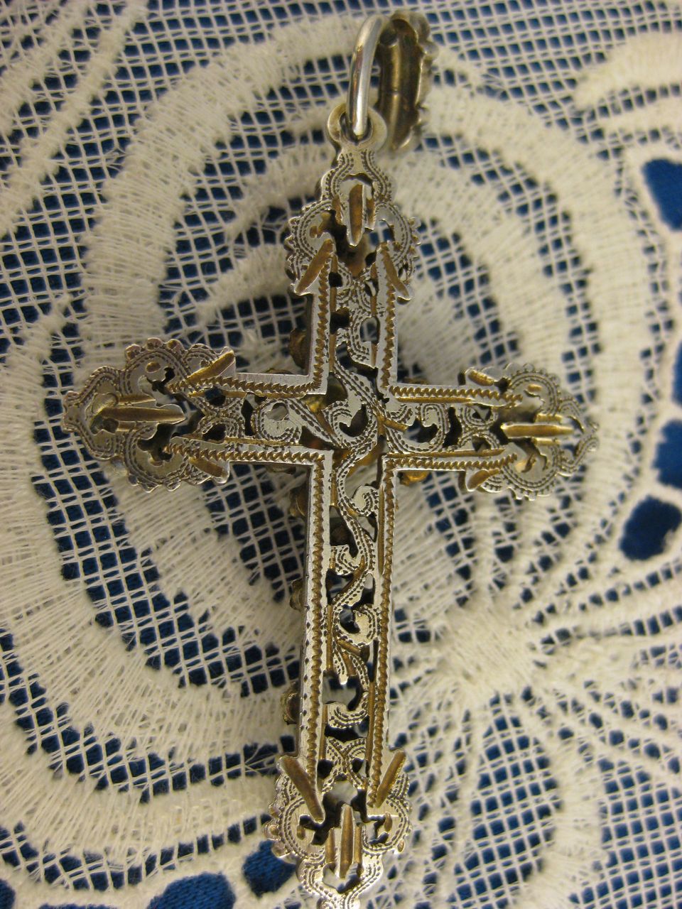 Antique Silver ~ Austro Hungarian Jeweled Cross Pendant ~ Austrian Turquoise & Garnets Antique Silver ~ Austro Hungarian Jeweled Cross Pendant ~ Austrian Turquoise & Garnets