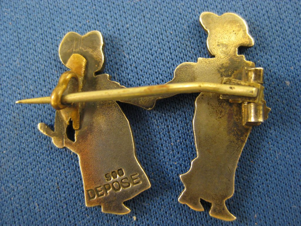 Antique Enamel ~ Victorian Girl Pin ~ French Depose 900 Silver Brooch Antique Enamel ~ Victorian Girl Pin ~ French Depose 900 Silver Brooch
