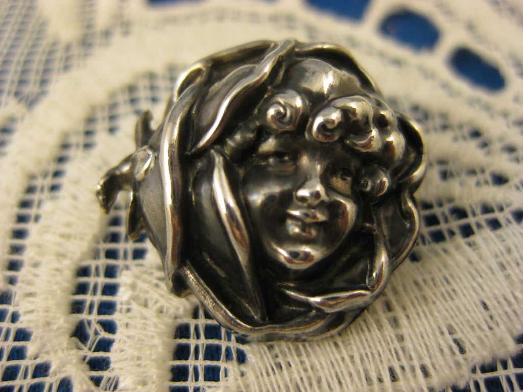 Sterling ~ Peek A Boo Child Pin ~ Silver Art Nouveau Brooch Sterling ~ Peek A Boo Child Pin ~ Silver Art Nouveau Brooch