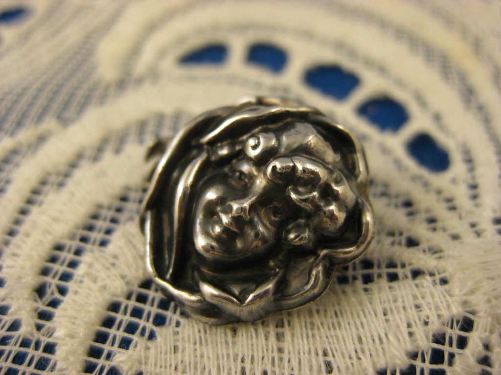 Sterling ~ Peek A Boo Child Pin ~ Silver Art Nouveau Brooch Sterling ~ Peek A Boo Child Pin ~ Silver Art Nouveau Brooch