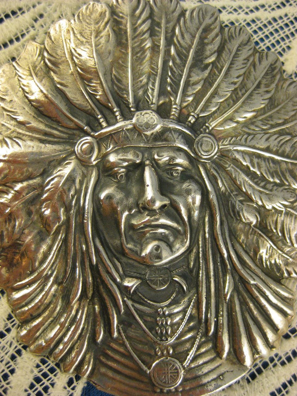 Sterling ~ Unger Indian Chief Brooch ~ Art Nouveau Pin Sterling ~ Unger Indian Chief Brooch ~ Art Nouveau Pin