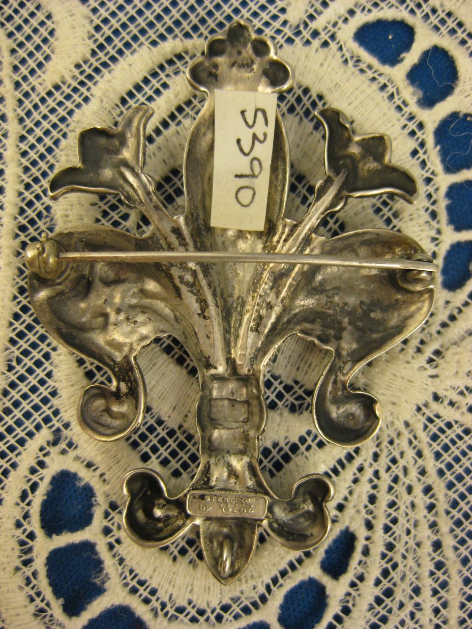 Sterling ~ Cini Fleur De Lis Brooch ~ Large Silver Brooch Sterling ~ Cini Fleur De Lis Brooch ~ Large Silver Brooch