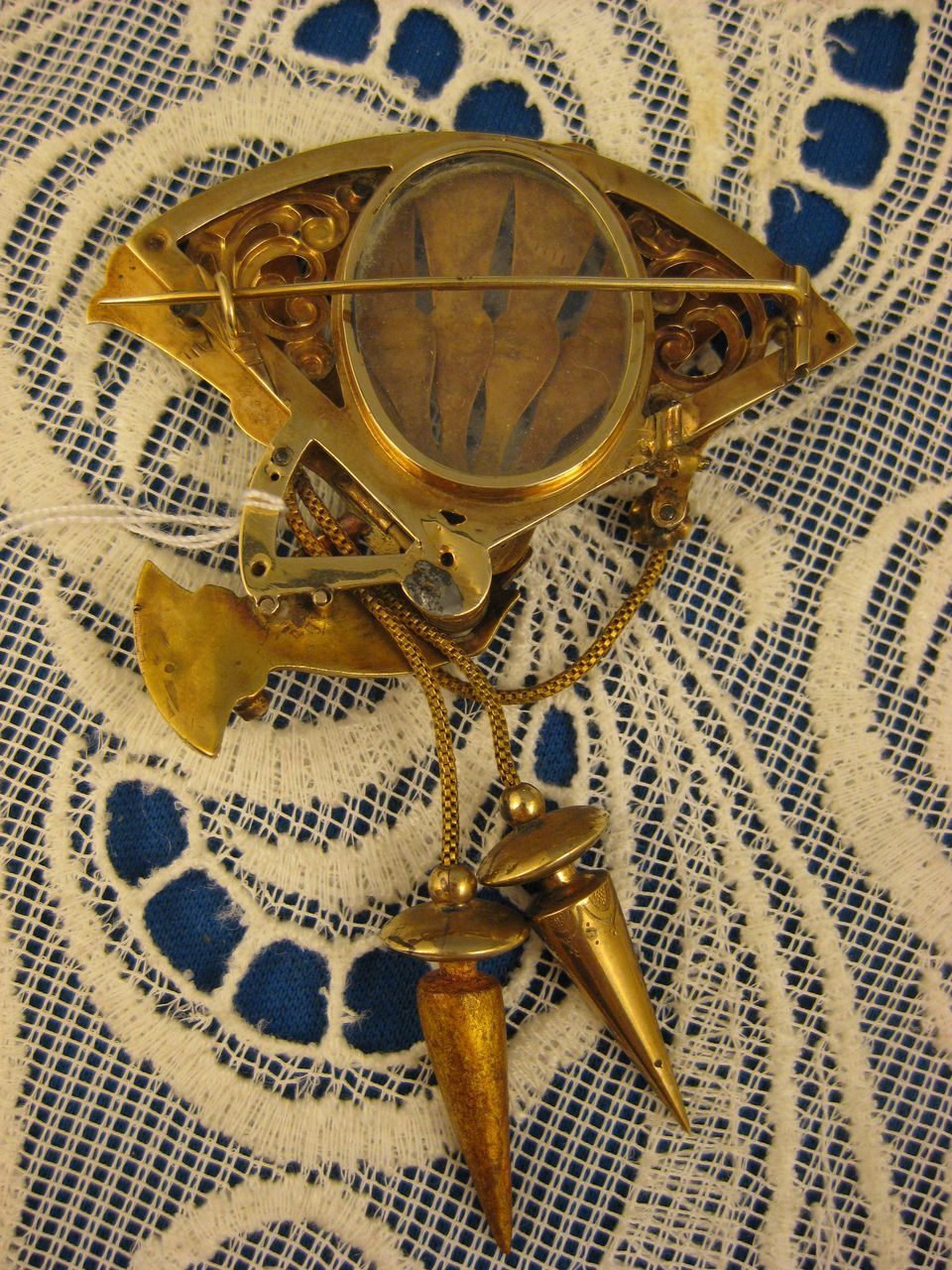 Victorian Brooch ~ 18K Gold Fan Hair Locket ~ D'Epergne Enamel Pin Victorian Brooch ~ 18K Gold Fan Hair Locket ~ D'Epergne Enamel Pin