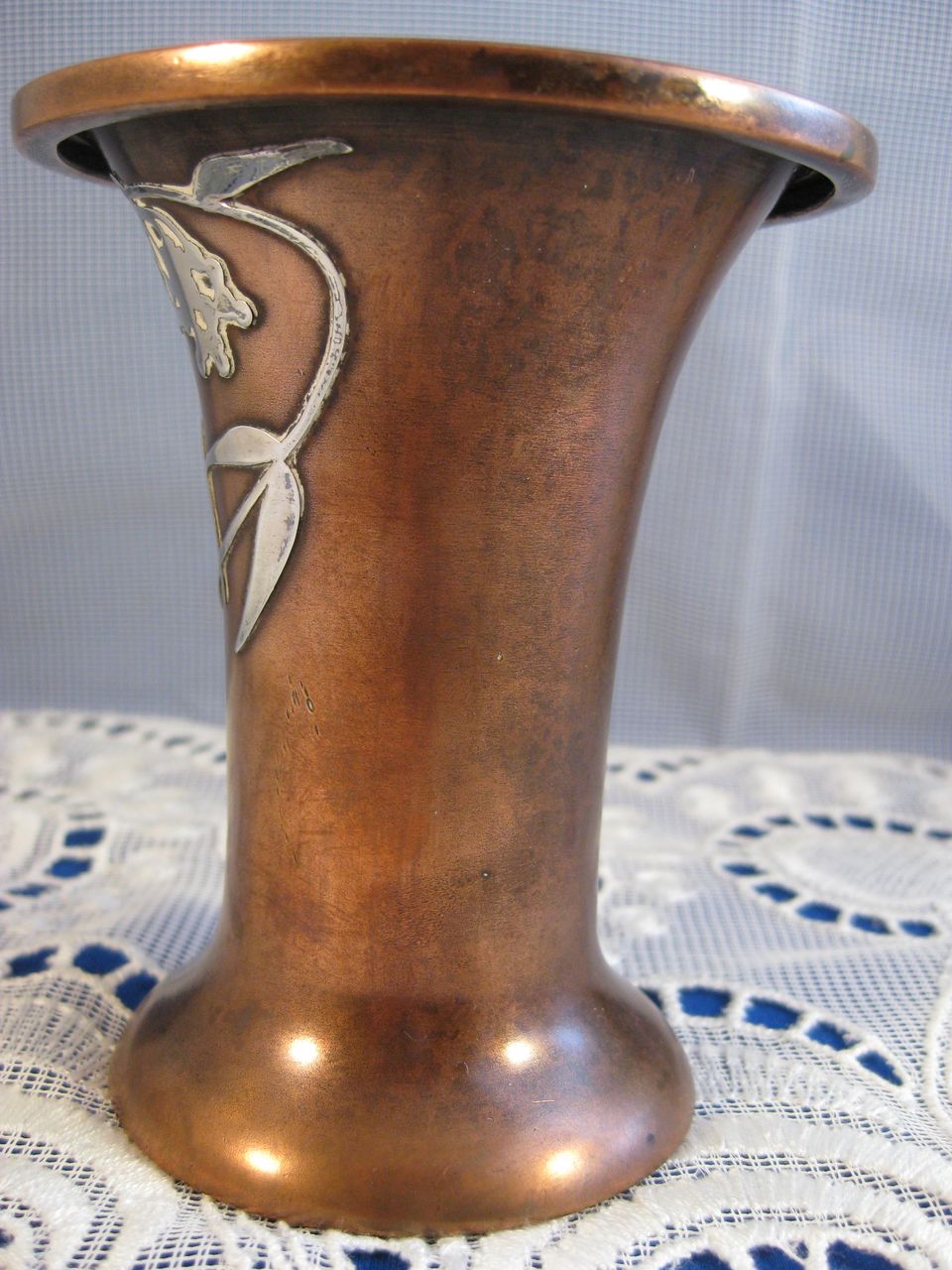 Arts & Crafts ~ Heintz Bronze Vase ~ California Pepper Sterling Silver Overlay Arts & Crafts ~ Heintz Bronze Vase ~ California Pepper Sterling Silver Overlay