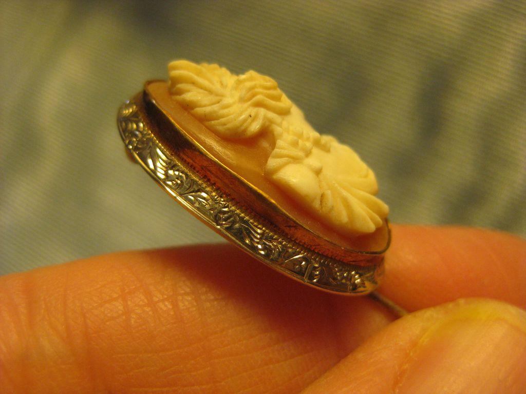 14K Gold ~ Shell Cameo Stick Pin ~ Victorian Stickpin 14K Gold ~ Shell Cameo Stick Pin ~ Victorian Stickpin