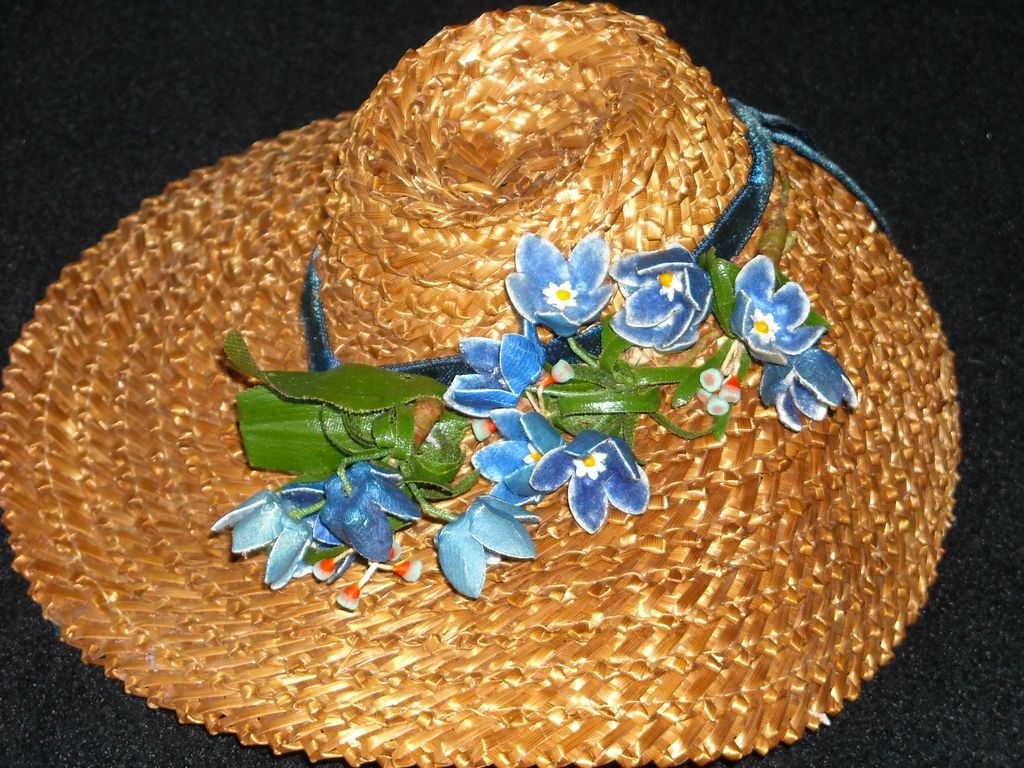 Gorgeous Antique Straw Doll Hat Gorgeous Antique Straw Doll Hat