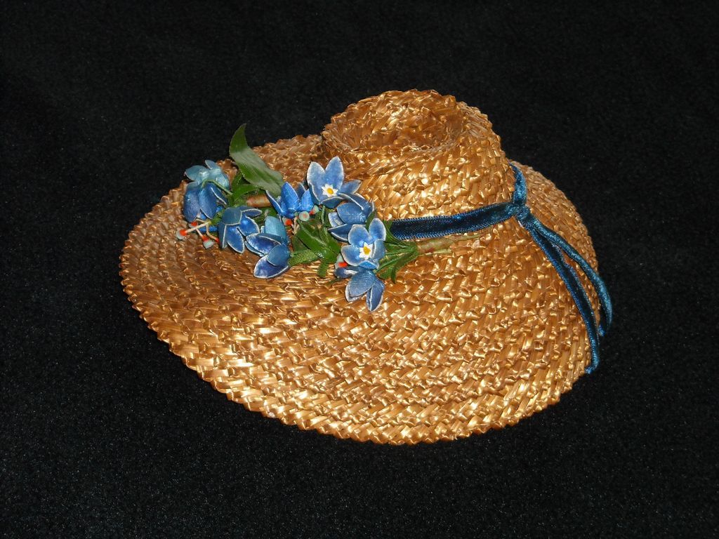 Gorgeous Antique Straw Doll Hat Gorgeous Antique Straw Doll Hat