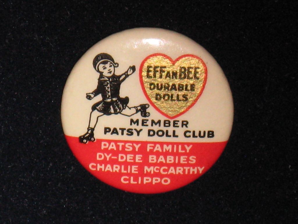 Original 1930's Effanbee Patsy Doll Club Pin Button Original 1930's Effanbee Patsy Doll Club Pin Button