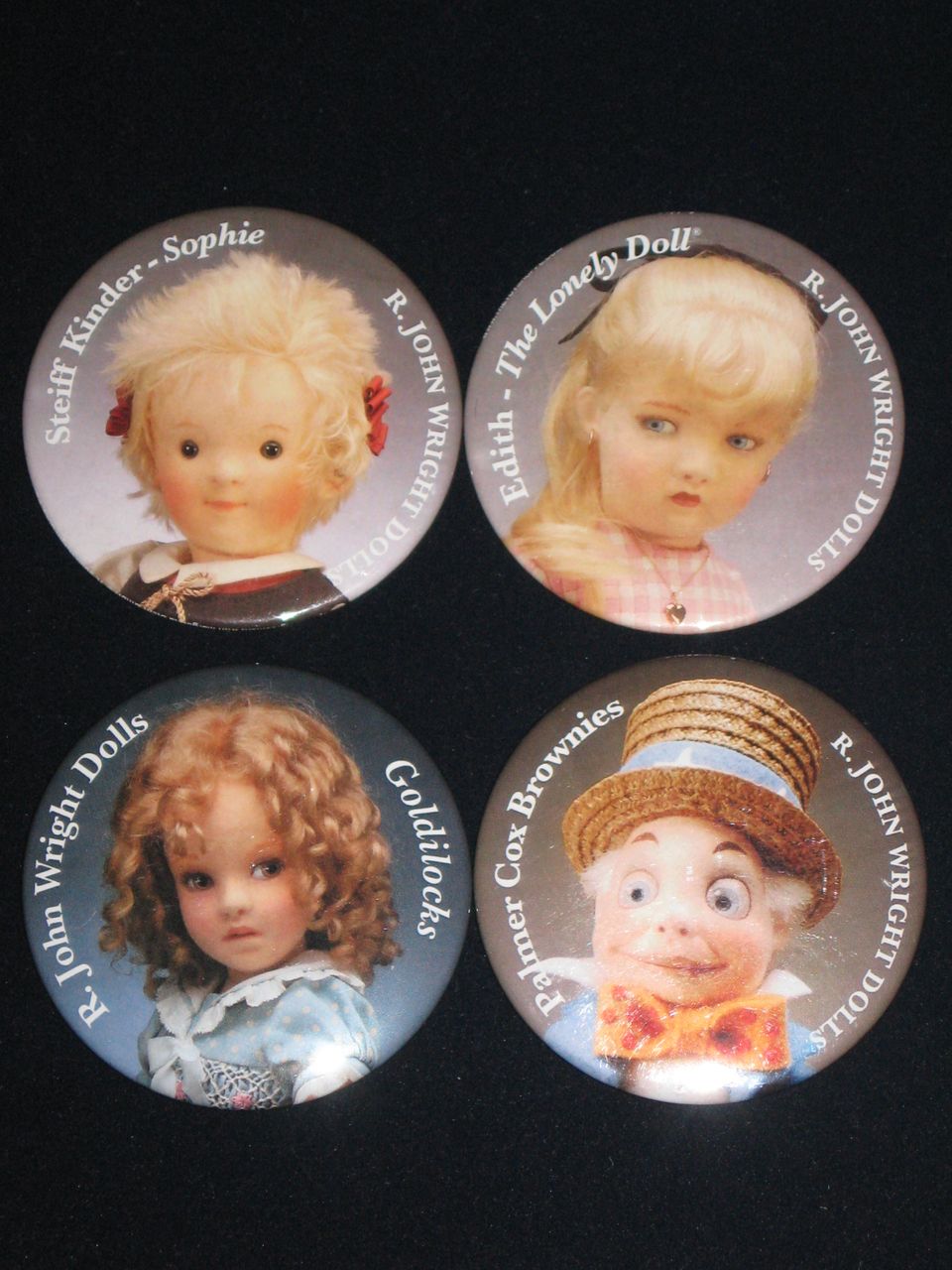 Four R. John Wright Pin Back Buttons Four R. John Wright Pin Back Buttons