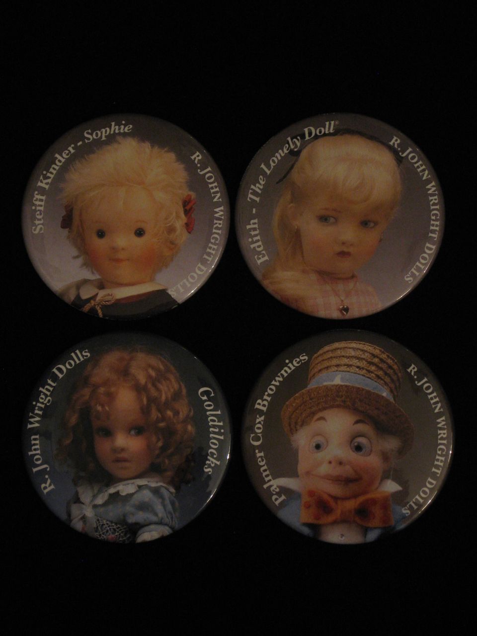 Four R. John Wright Pin Back Buttons Four R. John Wright Pin Back Buttons