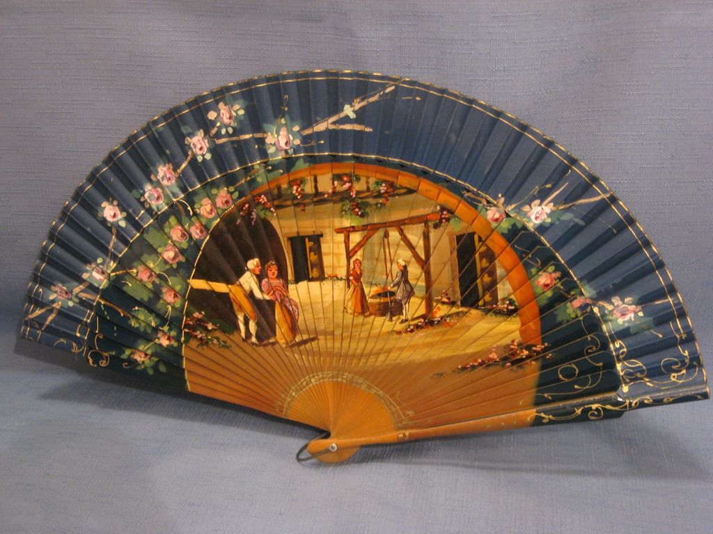 Vintage Fan Hand Painted Excellent Condition Vintage Fan Hand Painted Excellent Condition