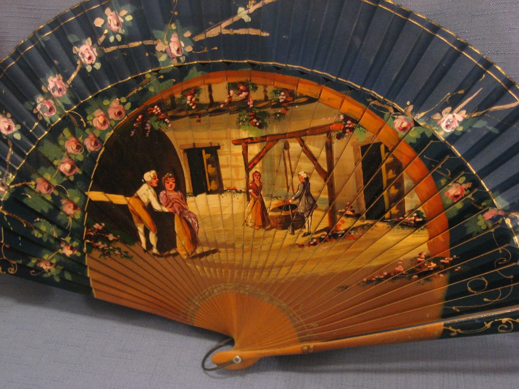 Vintage Fan Hand Painted Excellent Condition Vintage Fan Hand Painted Excellent Condition