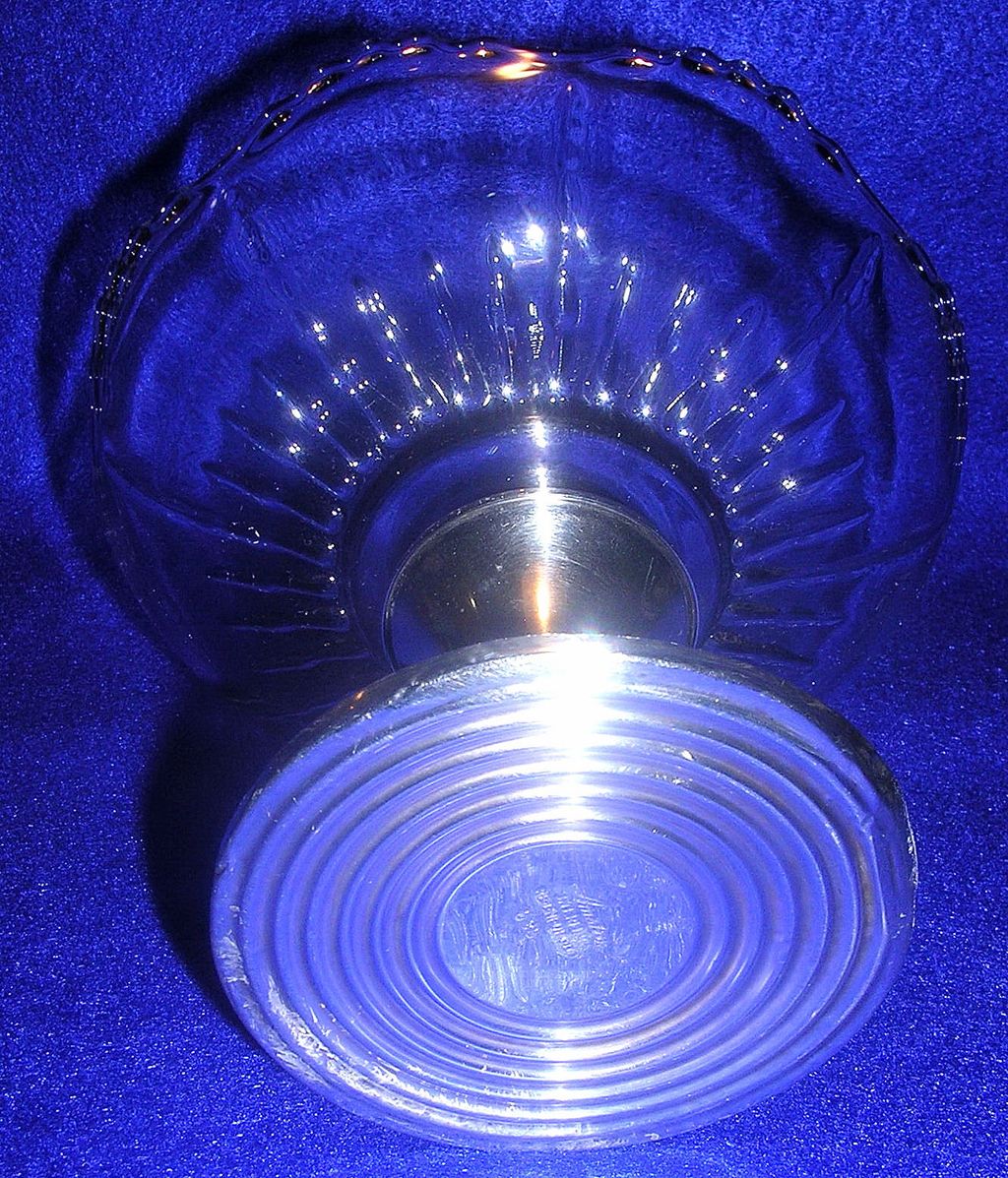 New Martinsville Crystal Epergnette 'Radiance' - on Amston Sterling Silver Candle Base - 1936 New Martinsville Crystal Epergnette 'Radiance' - on Amston Sterling Silver Candle Base - 1936