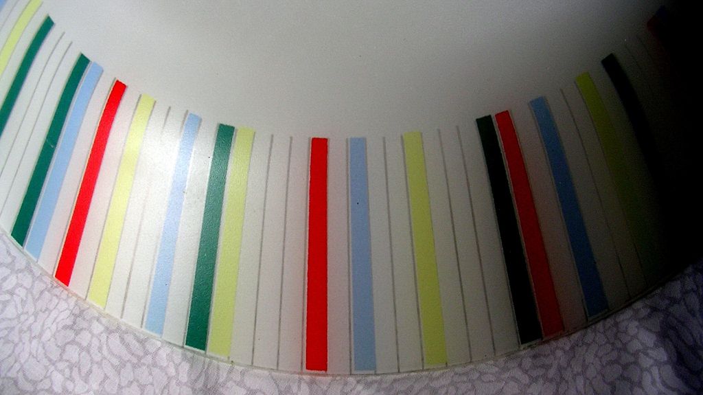 Glass Light Shade - Ceiling Center Post Bowl - 1950's Stripes Glass Light Shade - Ceiling Center Post Bowl - 1950's Stripes