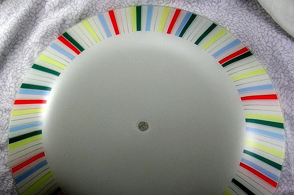 Glass Light Shade - Ceiling Center Post Bowl - 1950's Stripes Glass Light Shade - Ceiling Center Post Bowl - 1950's Stripes