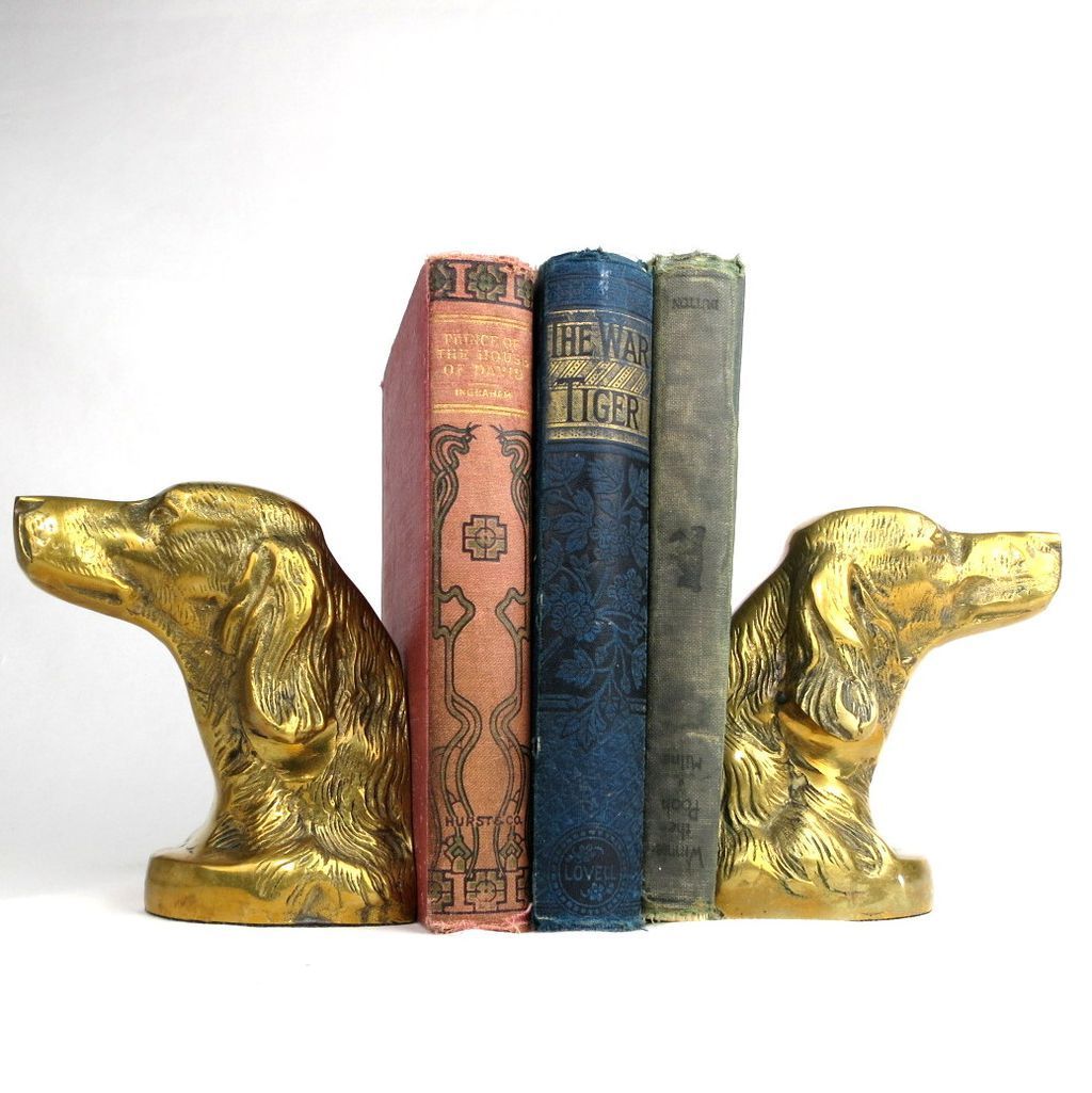 Vintage Bookends Dog Bust Pair Irish Setter Pointer Spaniel Vintage Bookends Dog Bust Pair Irish Setter Pointer Spaniel