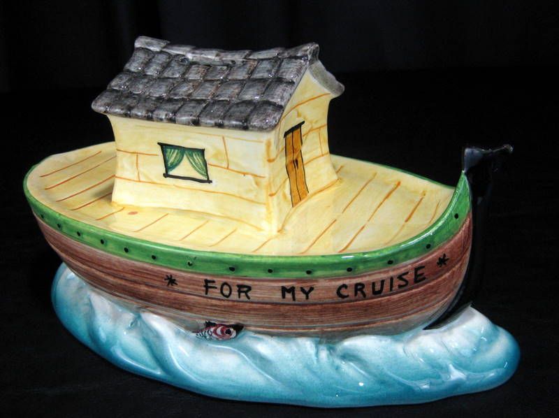 Vintage `For My Cruise' Ceramic Boat Savings Coin Bank - Italy Vintage `For My Cruise' Ceramic Boat Savings Coin Bank - Italy