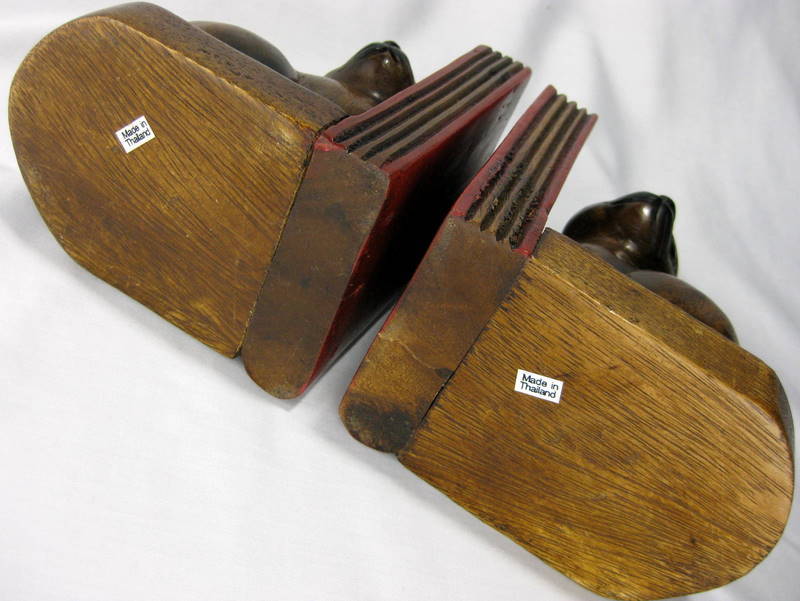 Vintage Hand Carved Wooden Kitty Cat Bookends - Thailand Vintage Hand Carved Wooden Kitty Cat Bookends - Thailand