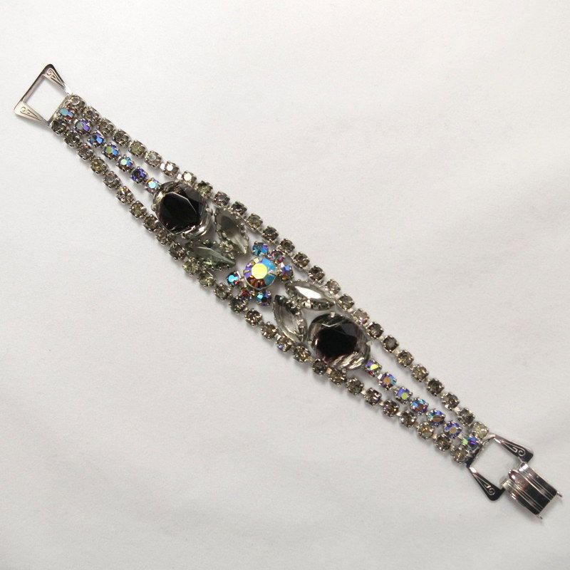 Vintage Smoky Rhinestone AB Marquise Art Glass Grand Parure Vintage Smoky Rhinestone AB Marquise Art Glass Grand Parure