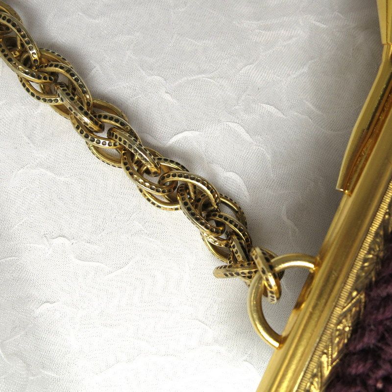 Vintage Floral Plum Maroon Petit Needlepoint Purse Vintage Floral Plum Maroon Petit Needlepoint Purse